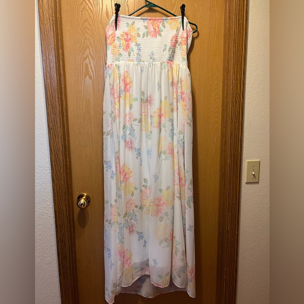 Strapless Floral Maxi Dress